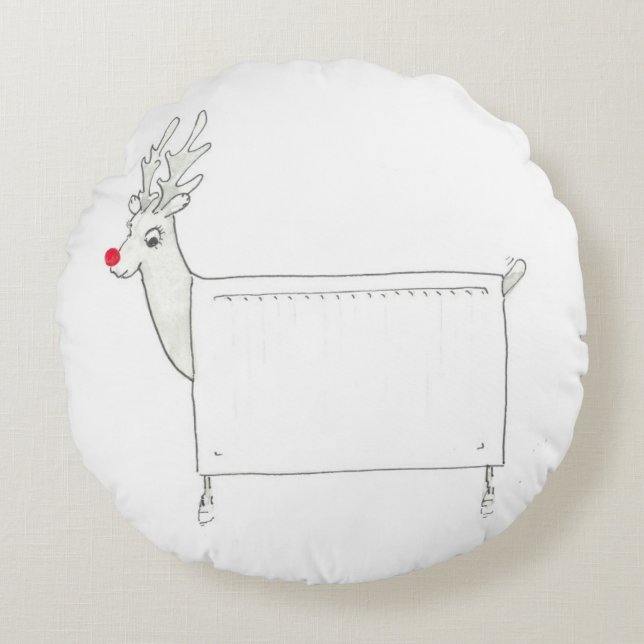 Rudolf the Red Nosed Radiator Round Pillow (Front)