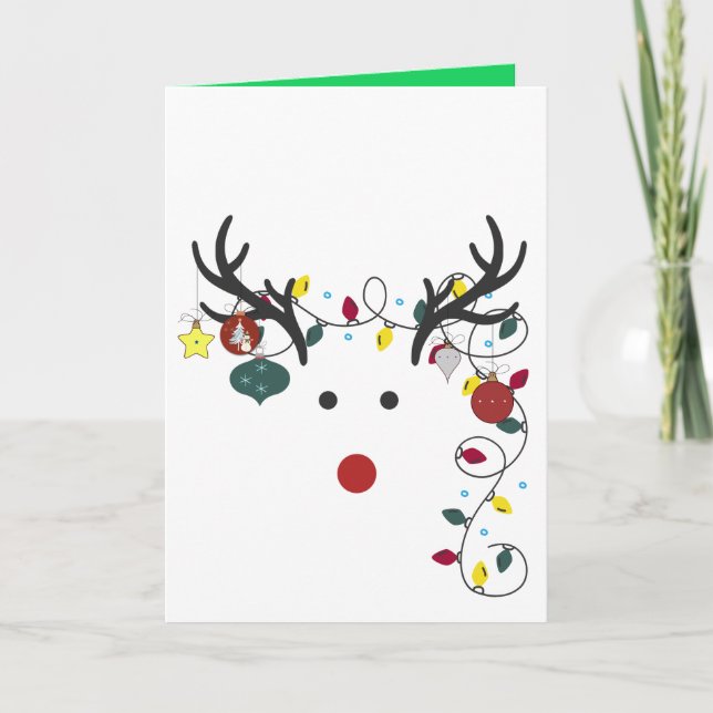 "Rudolph All Done Up" Folded ChristmaGreeting Card (Front)
