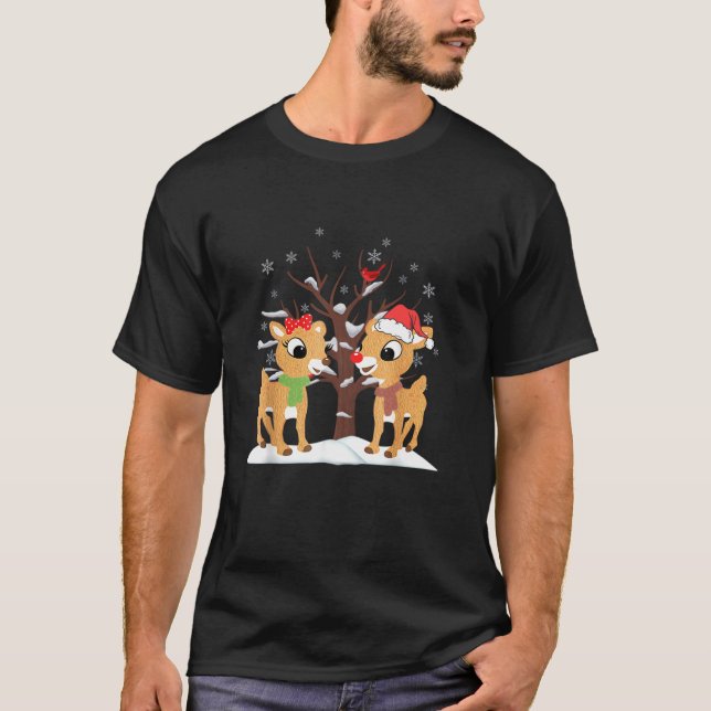 Rudolph and Clarice Christmas Kids Girls Tee Reind (Front)