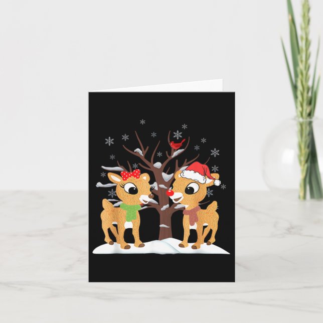 Rudolph And Clarice Christmas Kids Girls Tee Reind Card (Front)