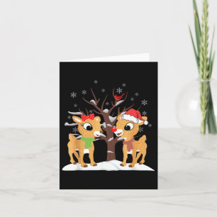 Rudolph And Clarice Christmas Kids Girls Tee Reind Card