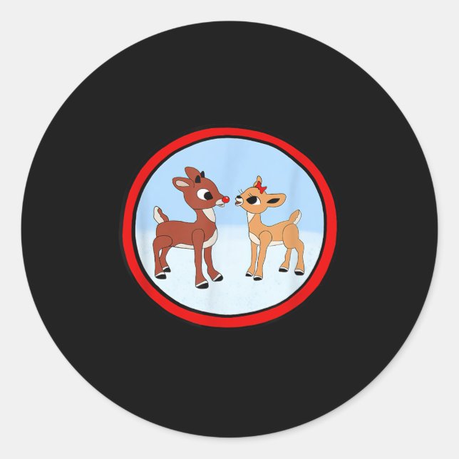 Rudolph And Clarice Christmas Kids Girls Tee Reind Classic Round Sticker (Front)