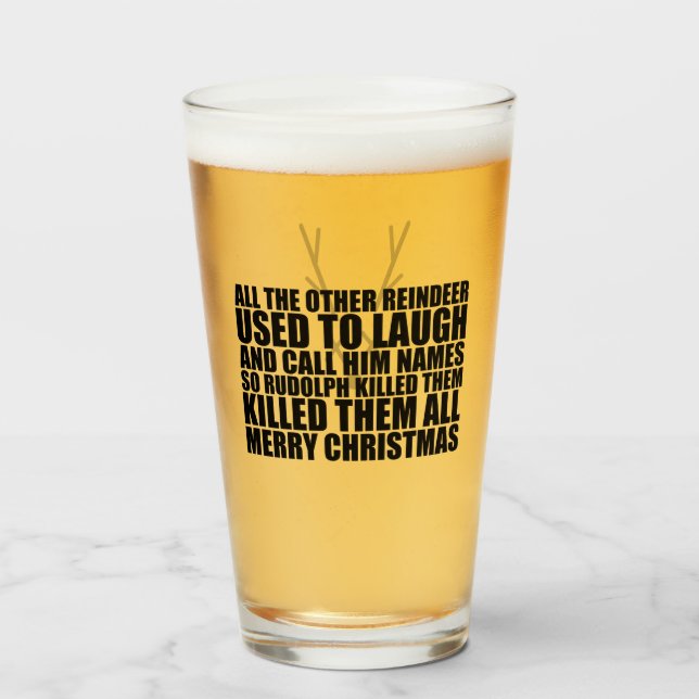 Rudolph Beer Glass | Bah Humbug Beer Glass (Front Filled)