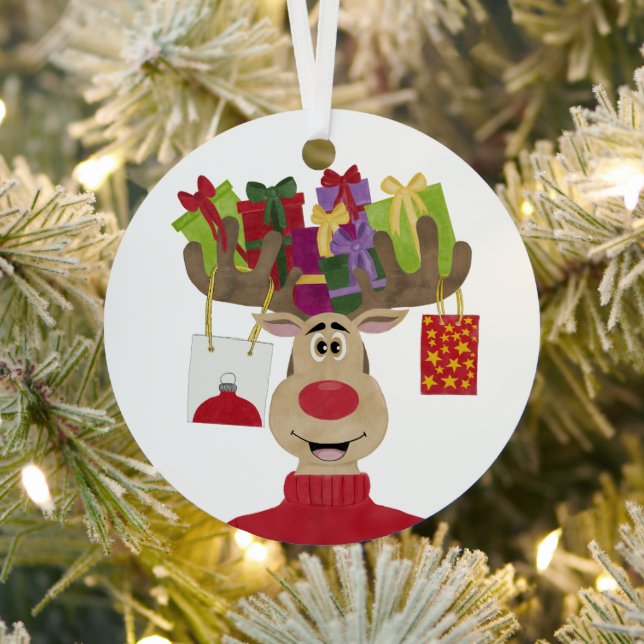 Rudolph Cadeaux de Noël Reindeer Ornement en métal (Insitu)