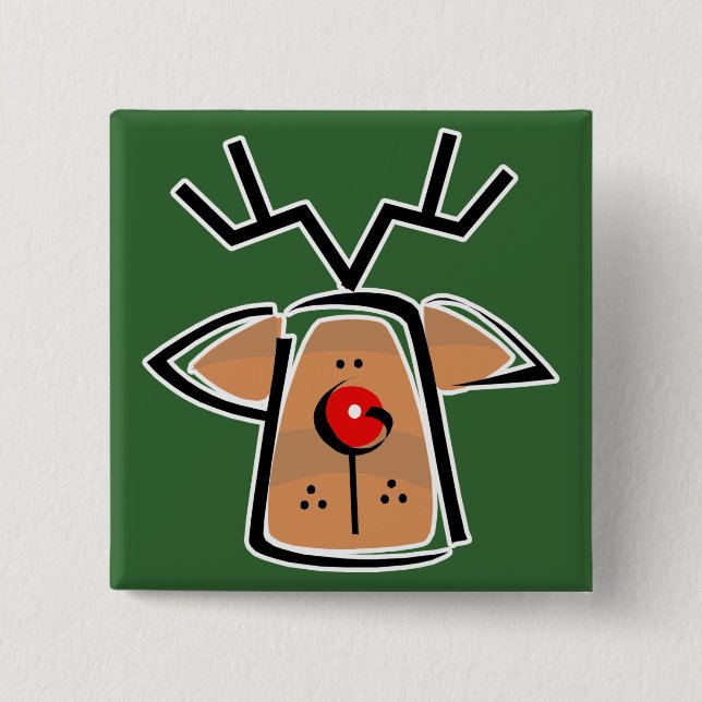 rudolph head 2 inch square button (Front)