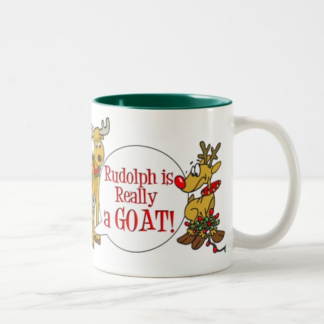 Rudolph is a Goat, Style 3 Two-Tone Coffee Mug (Right)