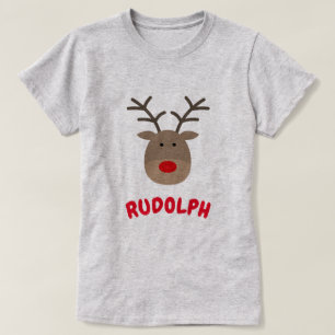 Rudolph les T-shirts rouges de Noël de renne de