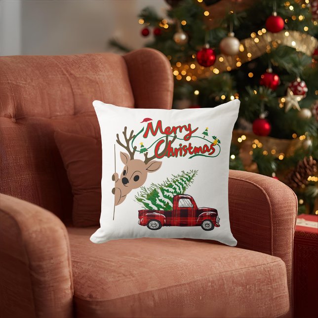 Rudolph Merry Christmas - Throw Pillow (Creator Uploaded)