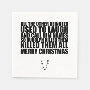 Rudolph Napkins   Snarky Christmas Napkins