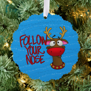 Rudolph Ornament, Follow Your Nose Ornament Card