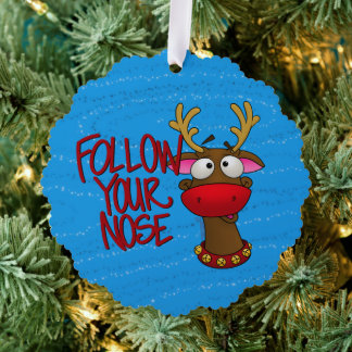 Rudolph Ornament, Follow Your Nose Ornament Card