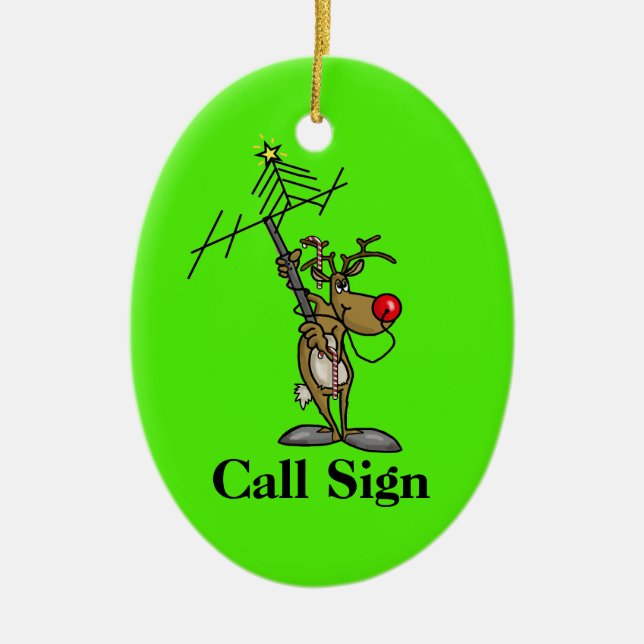 Rudolph Powering Antenna with Nose Xmas Ornament (Front)