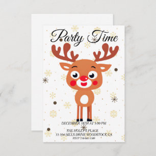 Rudolph Red Nez Reindeer Invitation