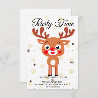 Rudolph Red Nez Reindeer Invitation