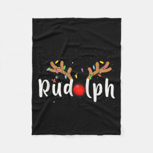Rudolph Red Nose Funny Kids Reindeer Christmas Lig Fleece Blanket