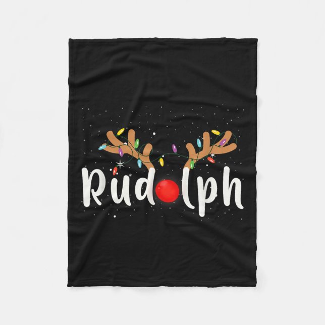 Rudolph Red Nose Funny Kids Reindeer Christmas Lig Fleece Blanket (Front)