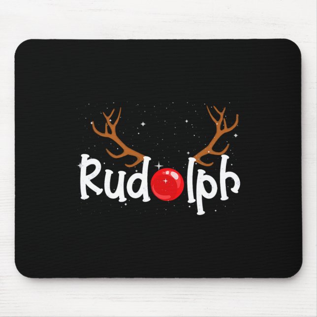 Rudolph Red Nose Reindeer Christmas Fun  Mouse Pad (Front)
