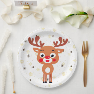 Rudolph Red Nose Reindeer Paper Plate