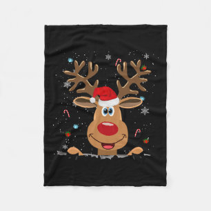 Rudolph Red Nose Reindeer Santa Christmas Fleece Blanket