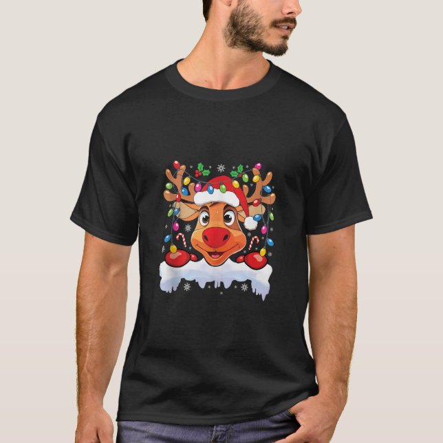 Rudolph Red Nose Reindeer Santa Christmas Sweater  (Front)