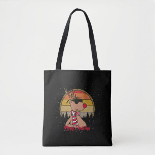 Rudolph Red Nose Reindeer Vintage Sunset Christmas Tote Bag