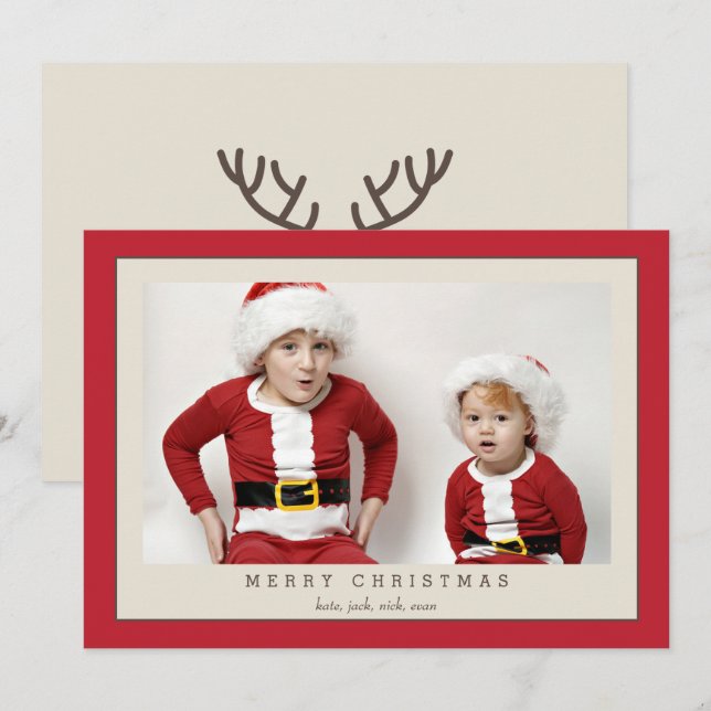 Rudolph Reindeer Carte photo pour les fêtes (Devant / Derrière)