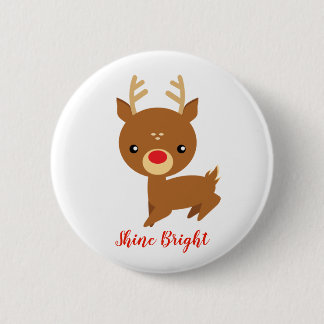 Rudolph Reindeer Christmas 2 Inch Round Button