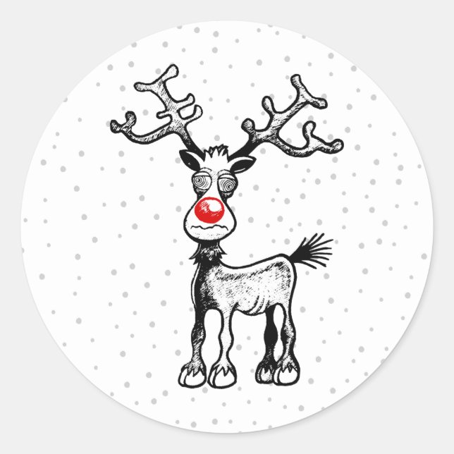 Rudolph Reindeer Classic Round Sticker (Front)