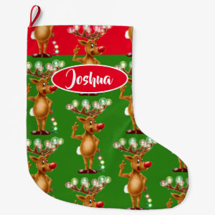 Rudolph Reindeer custom boys Christmas stocking