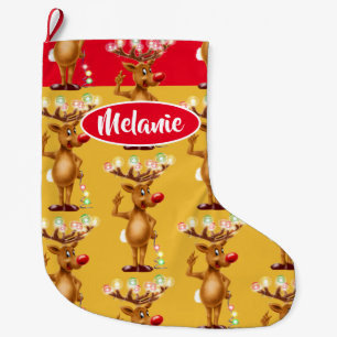 Rudolph Reindeer custom girls Christmas stocking