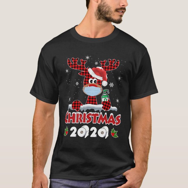 Rudolph Reindeer Mask Matching Family Christmas 20 T-Shirt (Front)