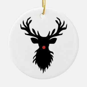 Rudolph Reindeer Silhouette  Ceramic Ornament