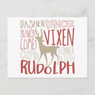 Rudolph Reindeer Silhouette Postcard