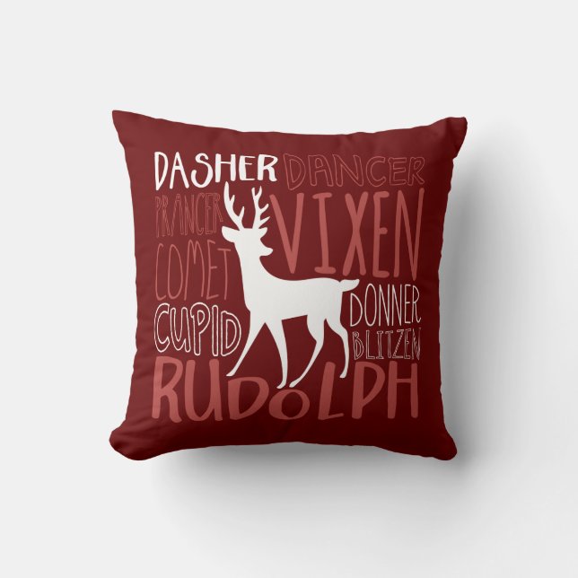 Rudolph Reindeer Silhouette Throw Pillow (Front)