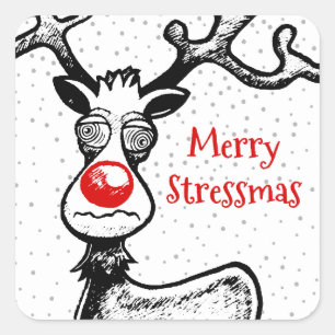 Rudolph Reindeer Square Sticker