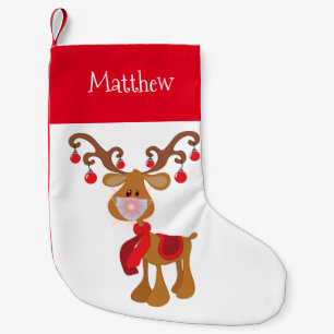 Rudolph Reindeer with Face mask 2020 Small Christmas Stocking