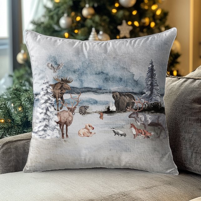 Rudolph Reindeer Woodland Animal Christmas Holiday Throw Pillow (Creator Uploaded)