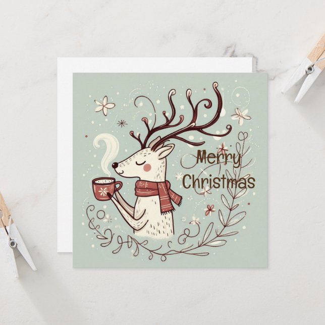 Rudolph’s Cozy Merry Christmas Card (Front/Back In Situ)