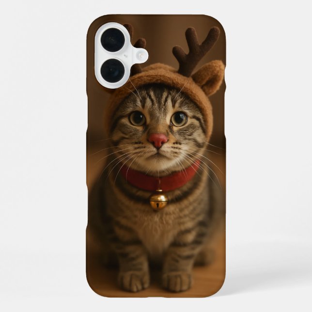 Rudolph the Cat iPhone 16 Plus Case (Back)