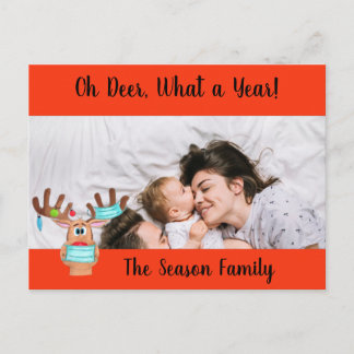 Rudolph the Face Masked Reindeer Photo Card