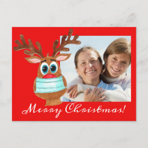 Rudolph the Face Masked Reindeer Photo Card