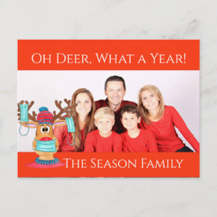 Rudolph the Face Masked Reindeer Photo Card