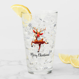 Rudolph The Red Nose Reindeer Christmas Glass