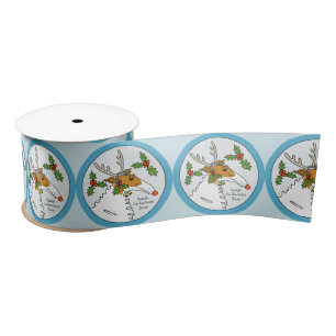 Rudolph the Red Nosed Borzoi Satin Ribbon