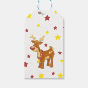 Rudolph the red nosed reindeer Christmas stars Gift Tags