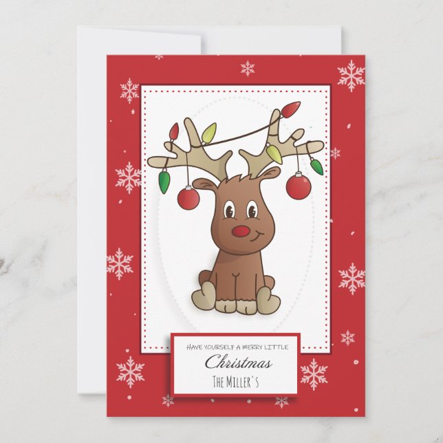 Rudolph the red nosed reindeer holiday card (Front)