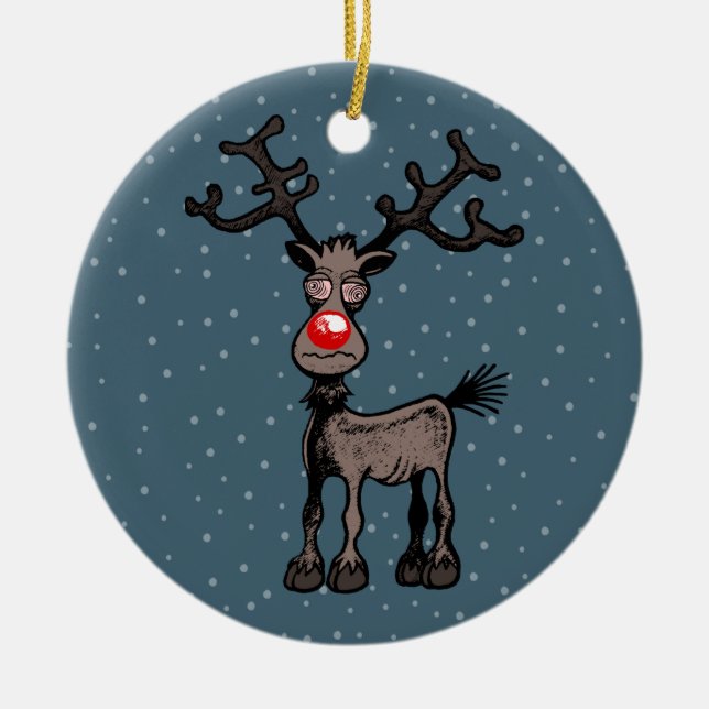 Rudolph the Reindeer Ceramic Ornament (Front)