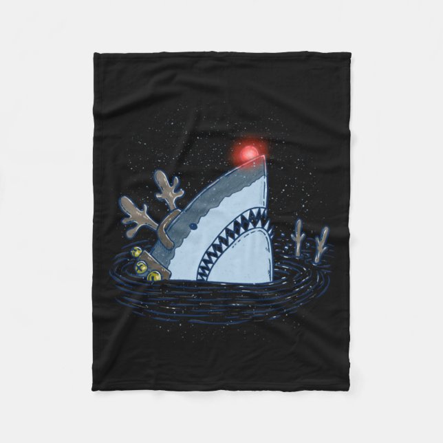 Rudolph The Shark - Funny Christmas Long Sleeve  Fleece Blanket (Front)