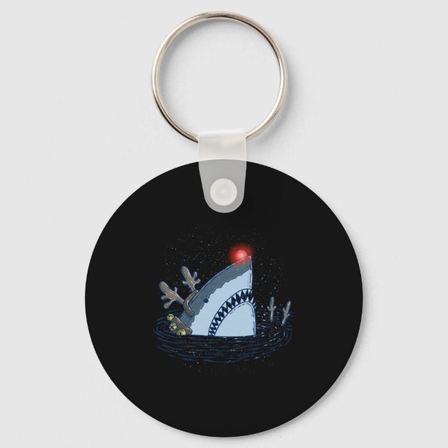 Rudolph The Shark - Funny Christmas Long Sleeve  Keychain (Front)