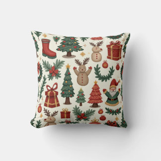 Rudolph the snowman and Santa, Christmas gift cush Throw Pillow